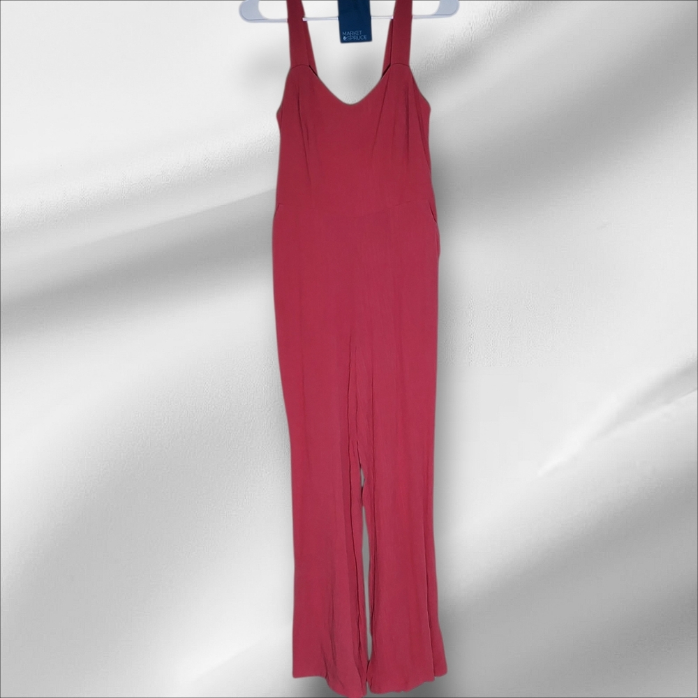 3/$20 Market&Spruce Pink Sleeveless Jumpsuit W/Fitted Bodice Pockets Lightweigh
